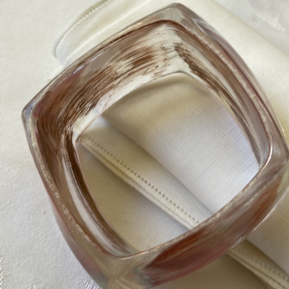 Large Lucite Wide Square Bangle Bracelet Clear Wi… - image 8